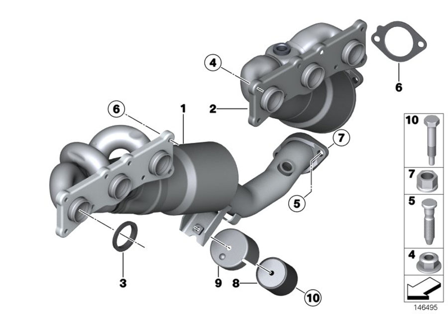 Diagram Exhaust manifold with catalyst for your 2003 BMW 330i   