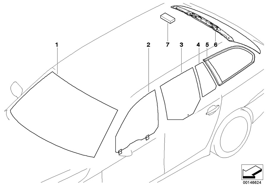 Diagram Glazing for your 1988 BMW M3   