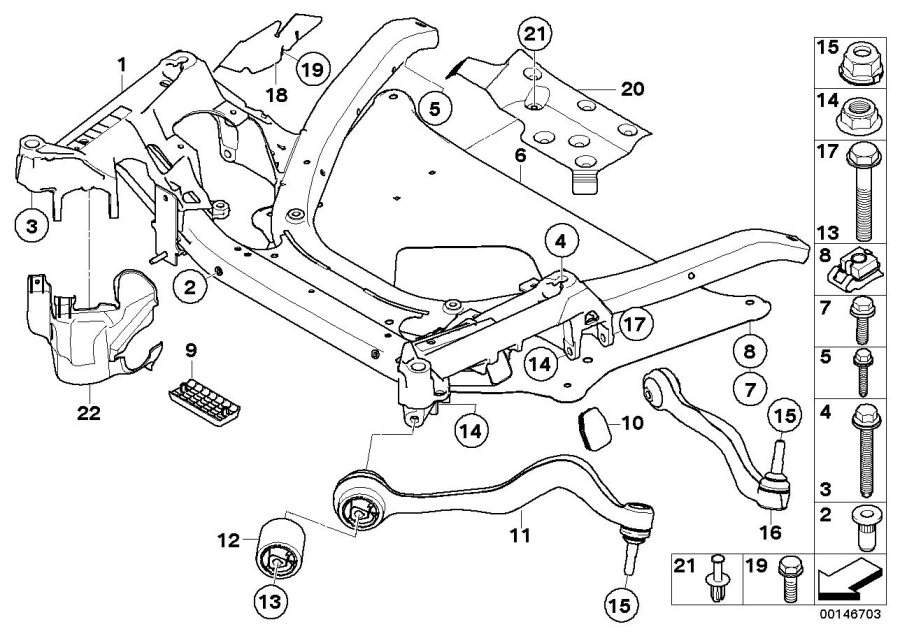 Diagram Frnt axle support,wishbone/tension strut for your 2010 BMW 335d   