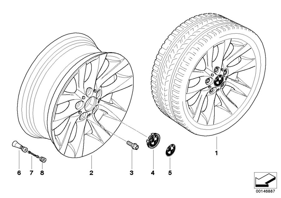 Diagram BMW alloy wheel M v-spoke 217 for your BMW