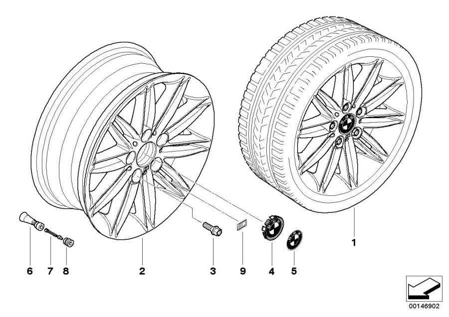 Le diagramme Jante M à doubles rayons (Styl. 207) pour votre BMW