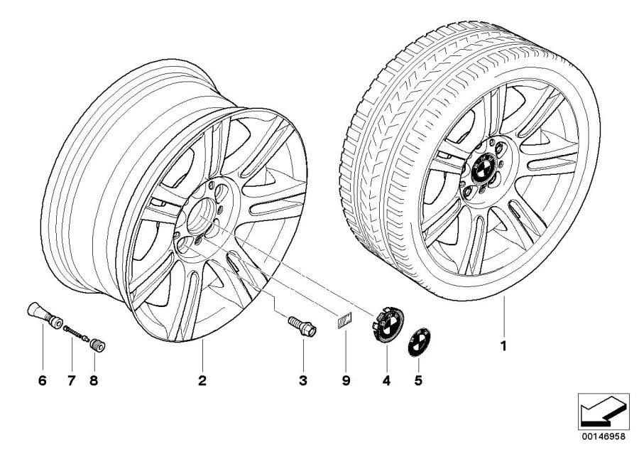 Diagram BMW alloy wheel, M double spoke 194 for your BMW
