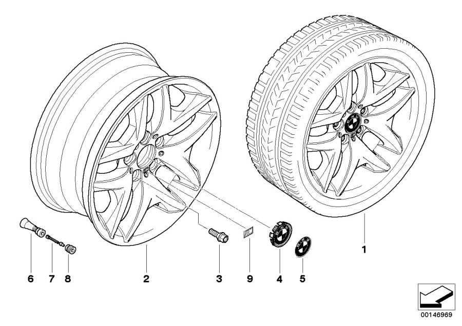 Le diagramme Jante M à doubles rayons (Styl. 192) pour votre BMW X3  