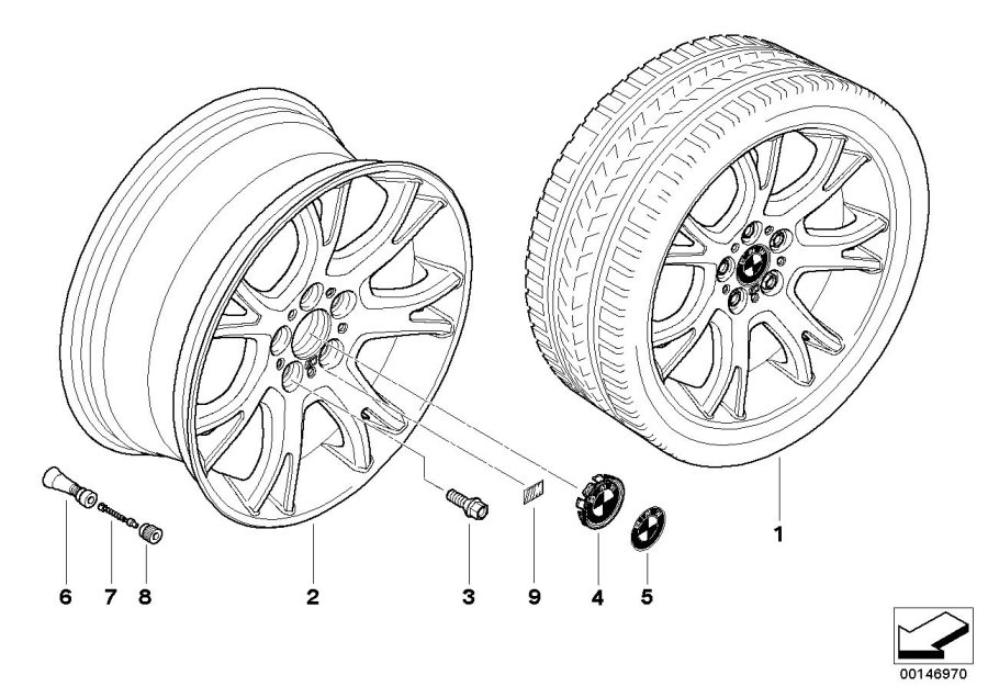 Diagram BMW alloy wheel M y-spoke 191 for your BMW