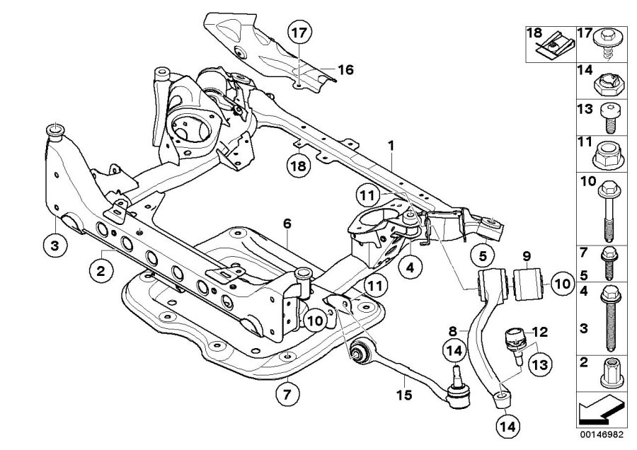 Diagram Front axle support, 4-WHEEL for your 2014 BMW 535d   