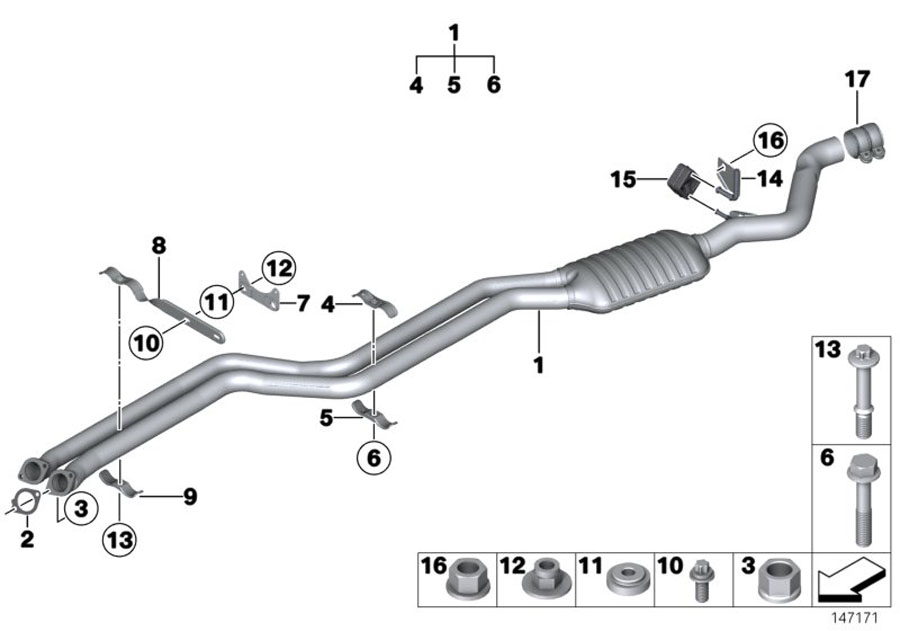 Diagram Front muffler for your 2007 BMW 750i   