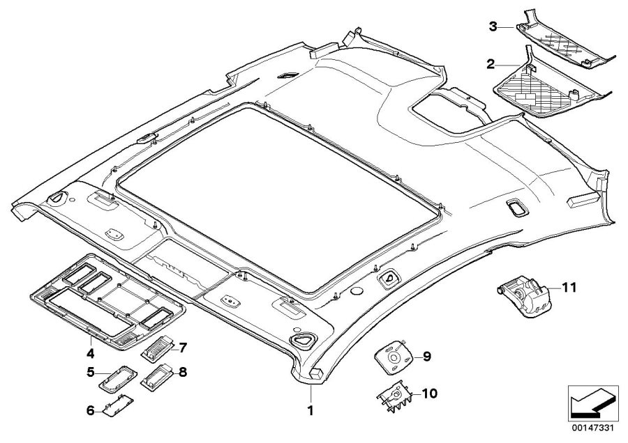 Le diagramme Panneau moulé Alcantara Individual pour votre BMW 650i  