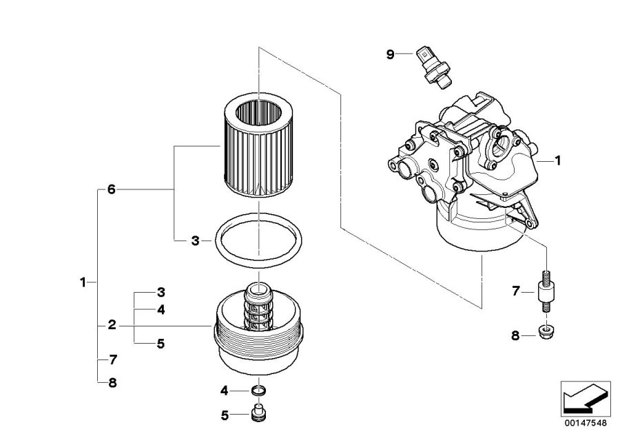 Diagram Lubrication system-oil filter for your BMW