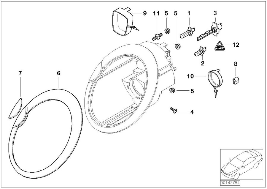 Diagram Single parts, xenon headlight for your MINI