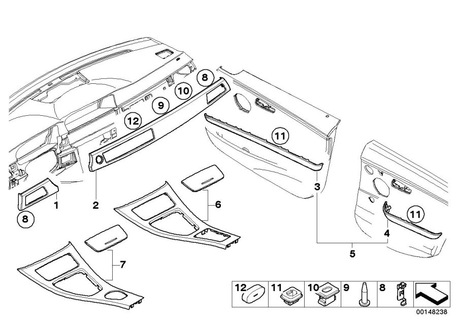 Diagram Fine wood trim poplar grain for your BMW