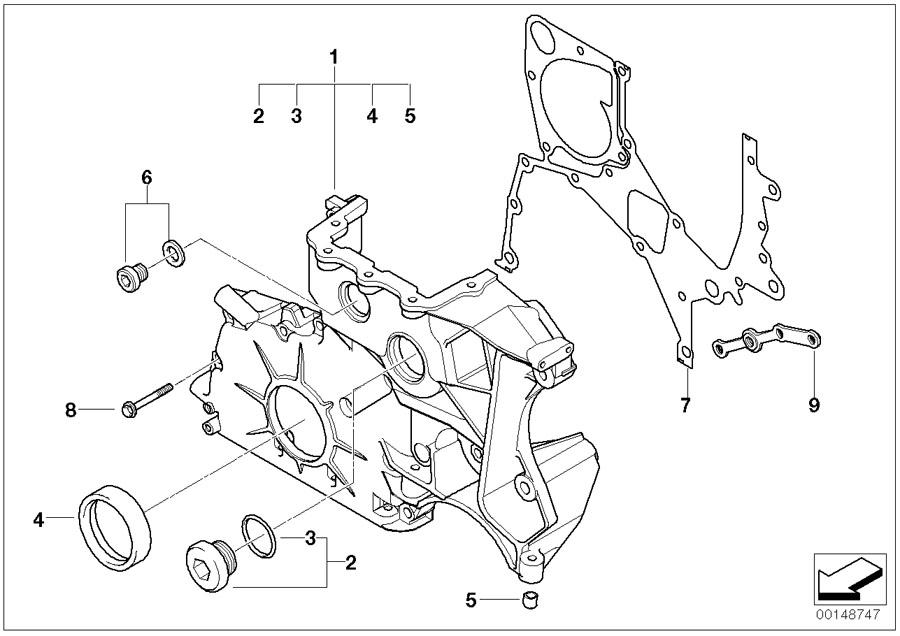 Diagram Lower timing case for your 2013 BMW 750LiX   