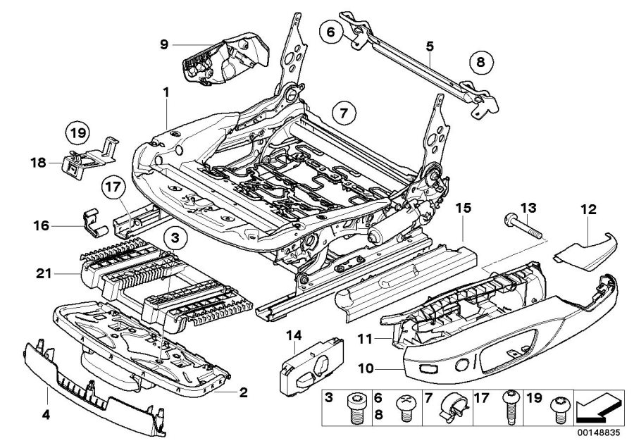 Diagram Front seat rail ELECTRICAL/SINGLE parts for your 2006 BMW M6   