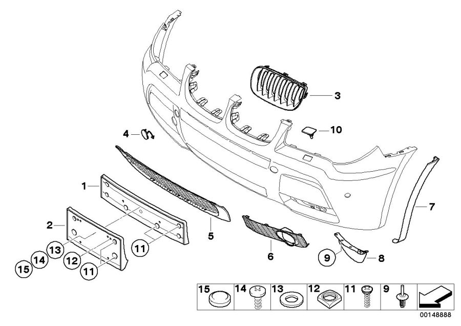 Diagram Mounted parts, bumper for your 2007 BMW M6   