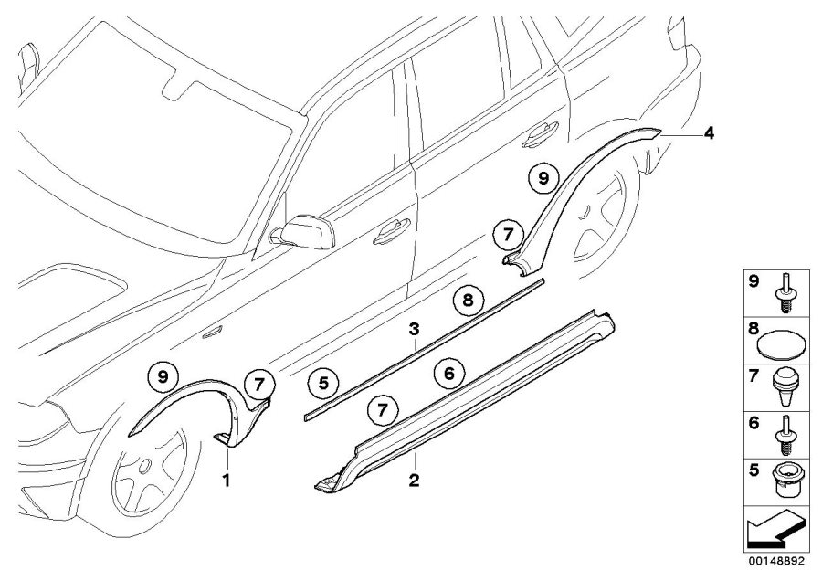 Diagram M cover for rocker panel / wheel arch for your BMW