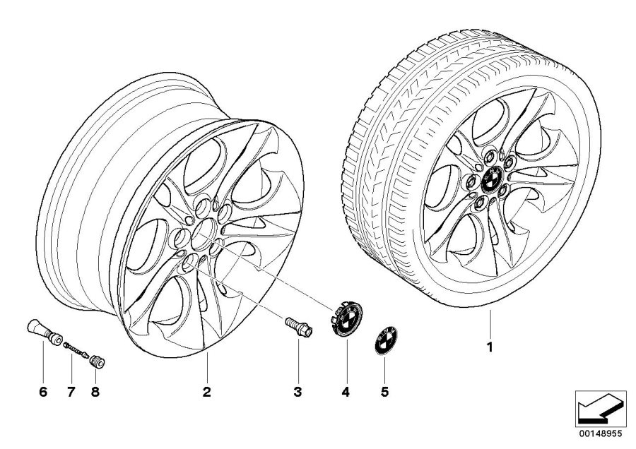 Le diagramme Jante à style ellipsoïdal (Styl. 202) pour votre BMW