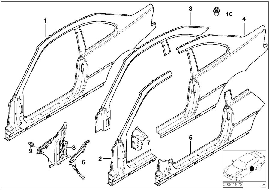 Diagram Body-side frame for your 2001 BMW 325Ci   