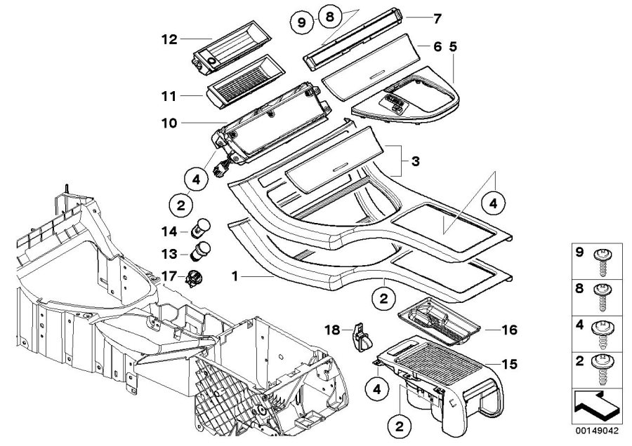 Diagram Mounting parts, center console for your 2008 BMW M3   
