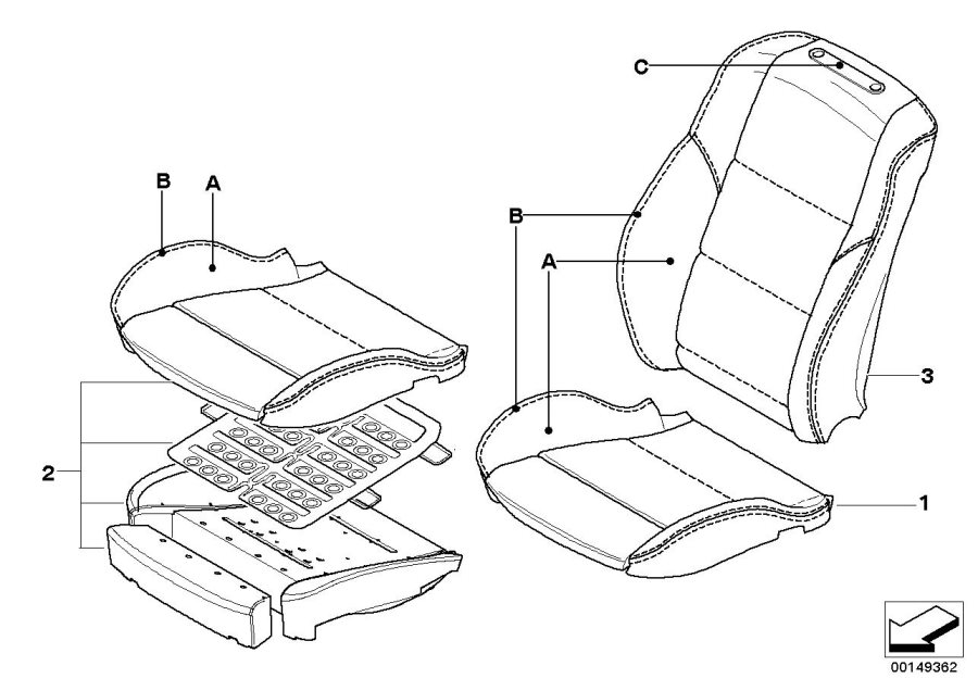 Full size assembly image of Individual sports seat cover, front (1/1)