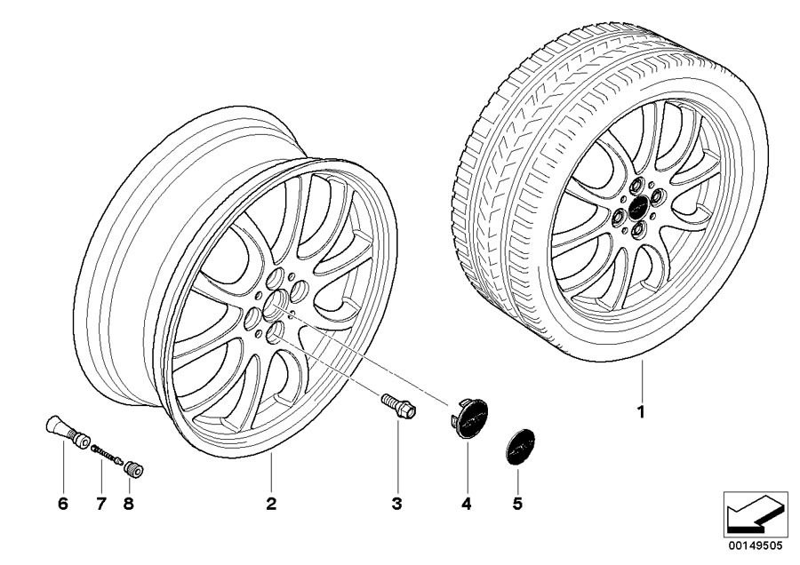 Diagram JCW LA wheel Double Spoke R105 for your MINI