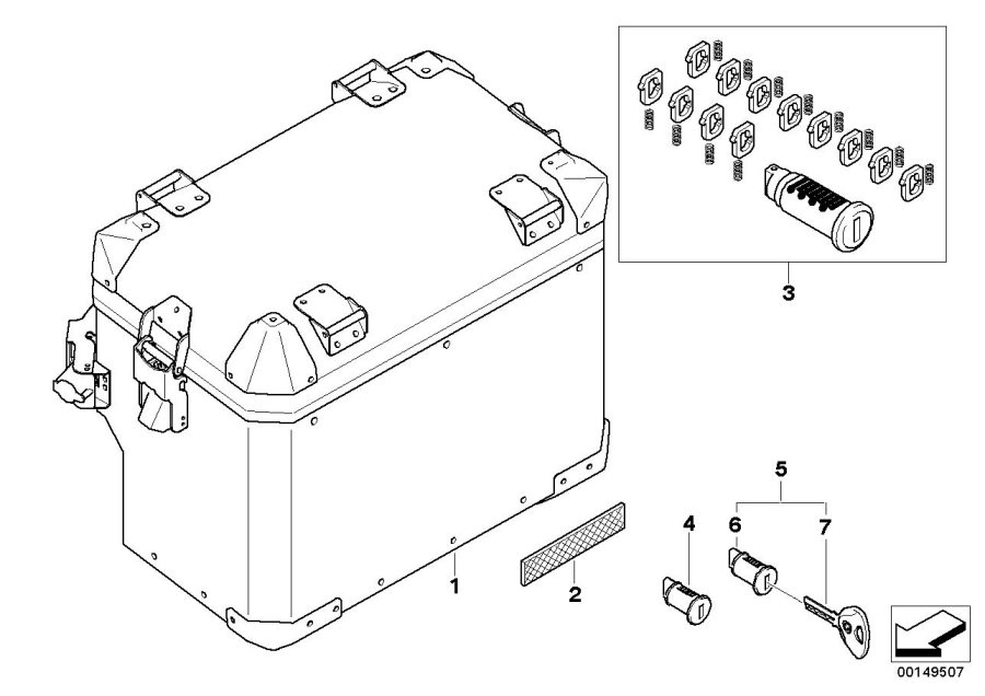 Diagram Aluminum case for your 2014 BMW R1200GS   