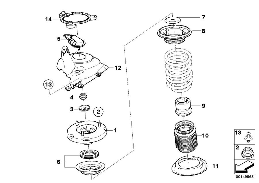 Diagram Guide SUPPORT/SPRING PAD/ATTACHING parts for your 2011 BMW 750Li   