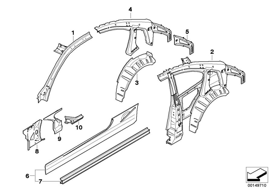 Diagram Single components for body-side frame for your BMW