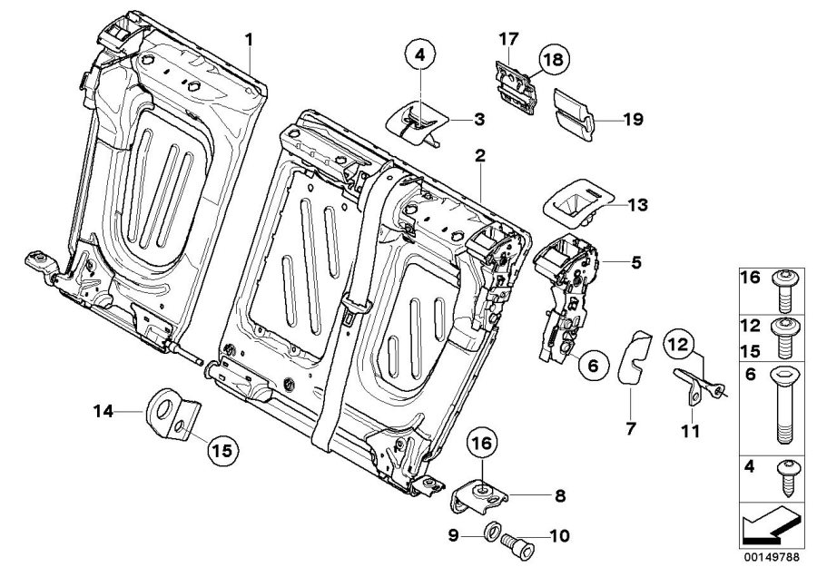 Diagram Seat, rear, seat frame, load-through for your 2012 BMW M6   