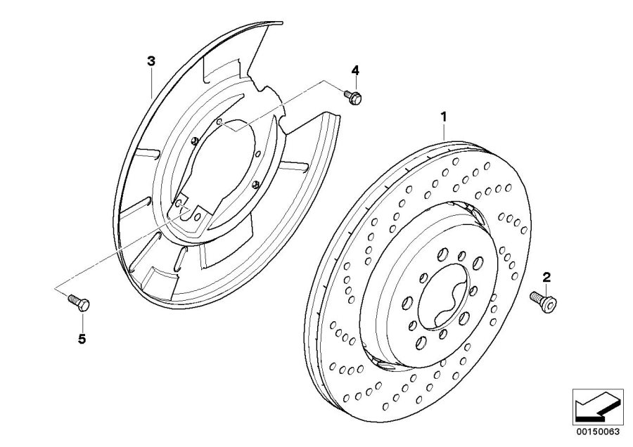 Diagram Rear wheel brake disc, perforated for your BMW