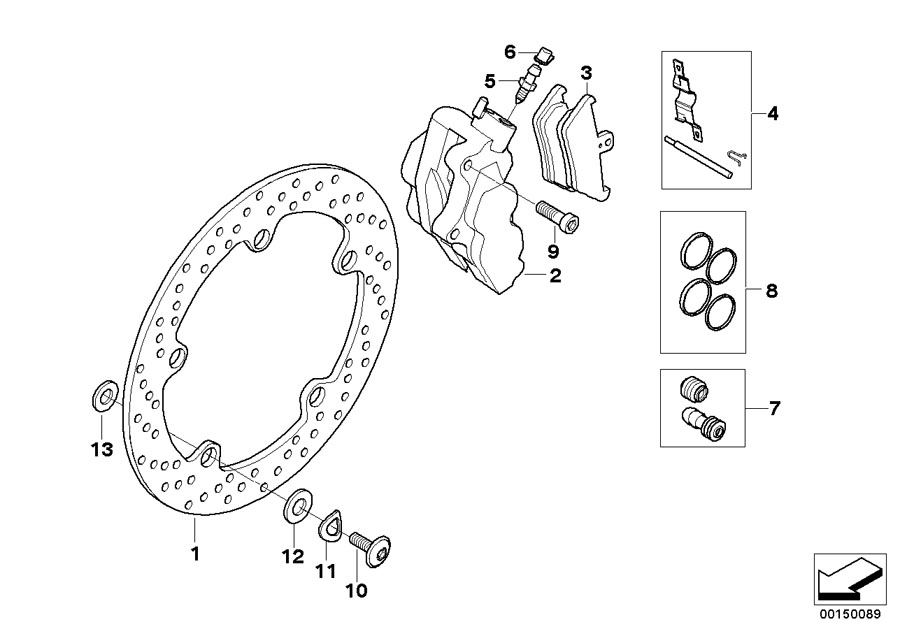 Diagram Front wheel brake for your 2018 BMW R1200R   