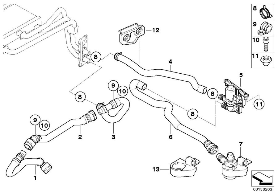 Diagram Water VALVE/WATER hose ihka Basis for your 1996 BMW