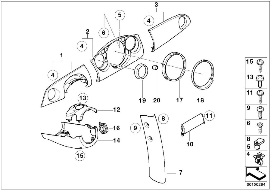 Diagram Mounting parts, instr. panel for your MINI