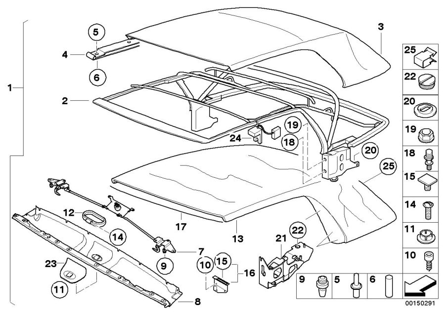 Diagram Folding top for your 2010 BMW 650i   