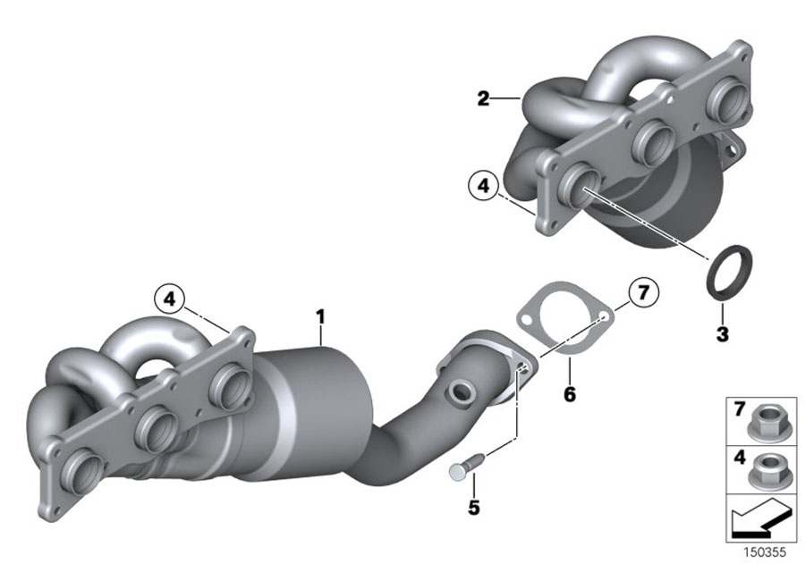 Diagram Exhaust manifold with catalyst for your 2005 BMW 330i   