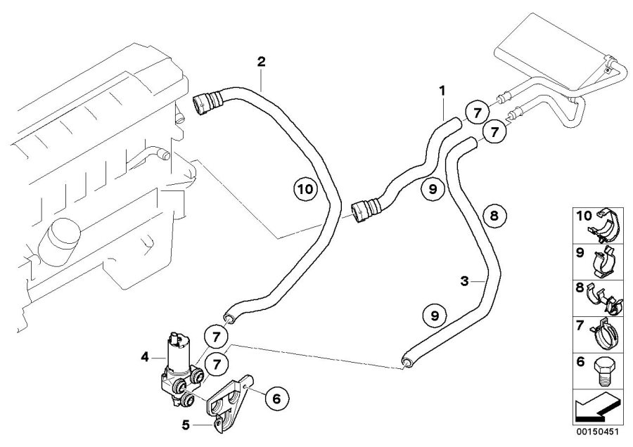 Diagram Additional water PUMP/WATER hose for your BMW