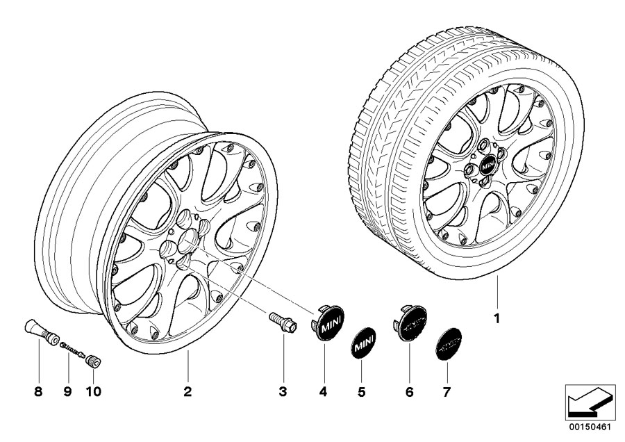 Diagram MINI compound wheel cross spoke 98 for your MINI