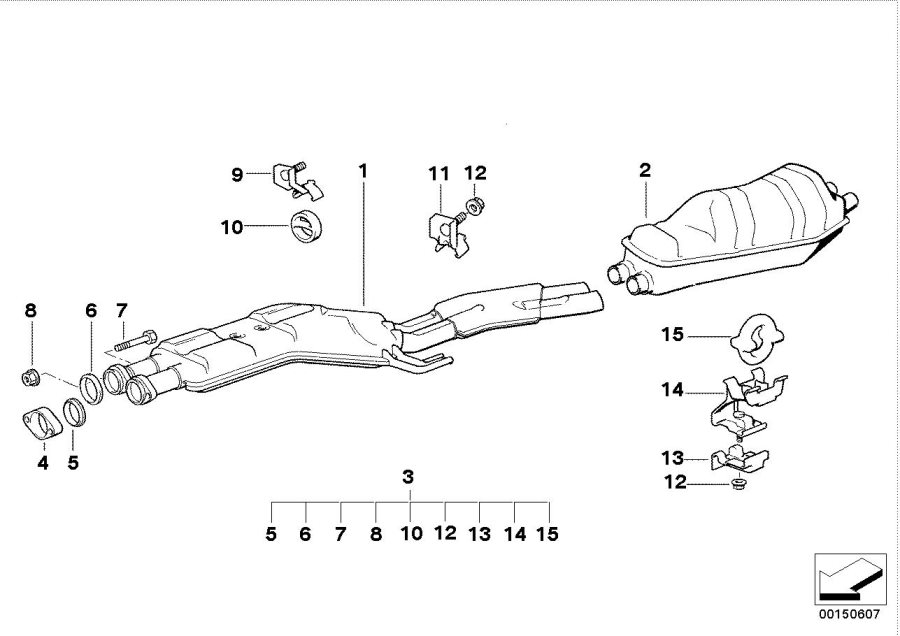 Diagram Exhaust system, rear for your BMW M6  