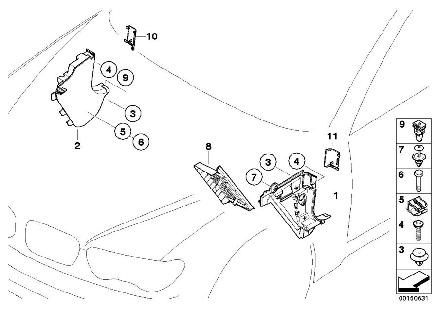 Diagram Trim panel leg room for your BMW