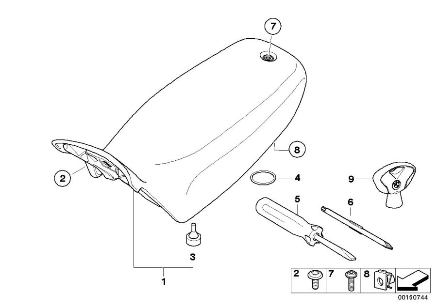 Diagram Seat bench and mounting parts for your 2018 BMW F750GS   