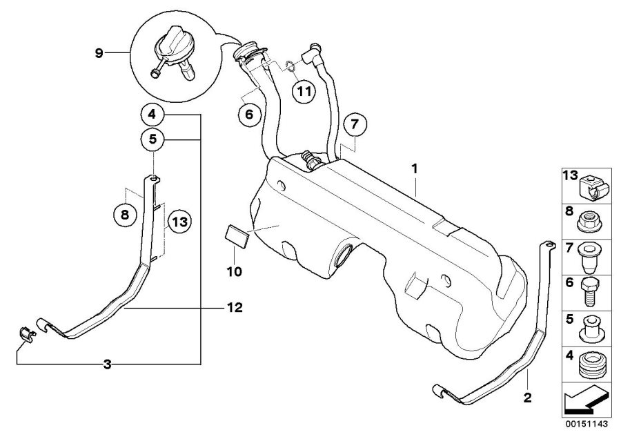 Diagram Fuel TANK/MOUNTING parts for your 2018 BMW X2 28i  