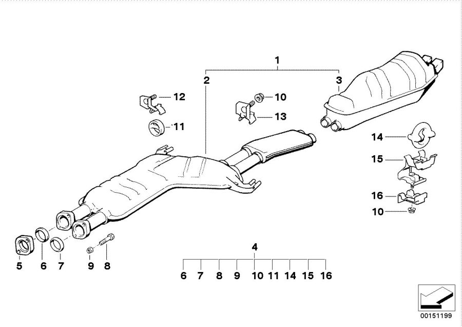 Diagram Exhaust system, rear for your 1983 BMW 318i   