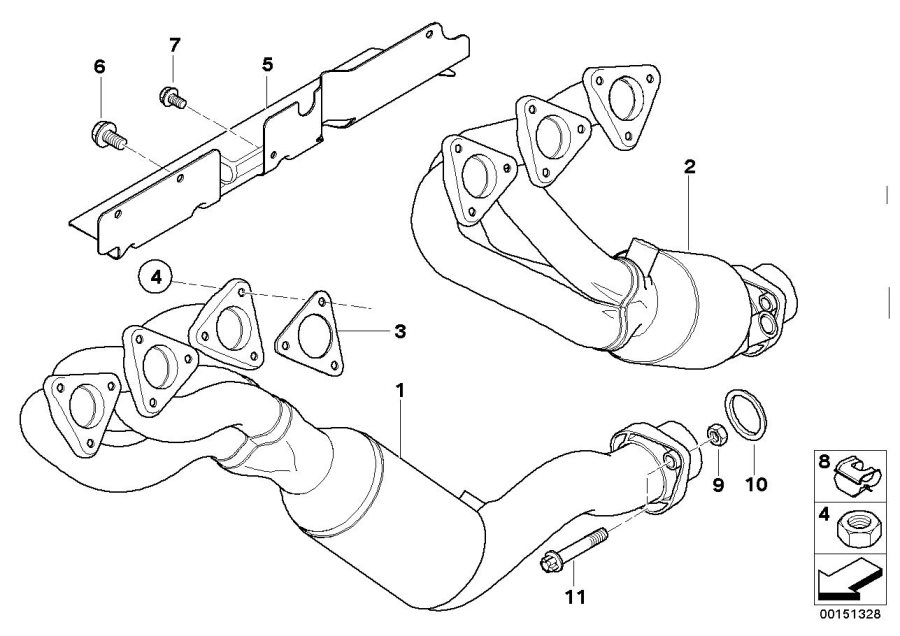 Diagram Exhaust manifold with catalyst for your BMW M6  