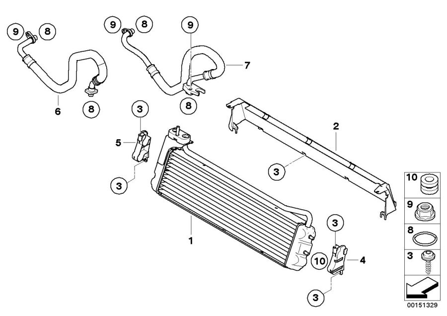 Diagram Engine oil COOLER/OIL cooler line for your BMW