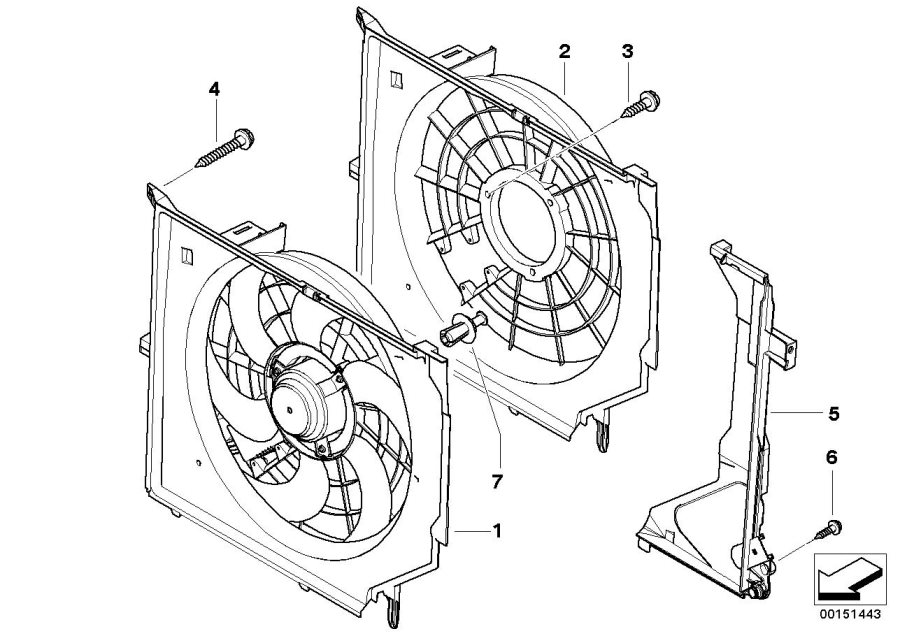 Diagram Fan SHROUD/MOUNTING plate for your BMW