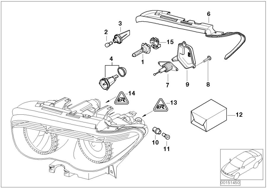 Diagram Single parts, xenon headlight for your BMW