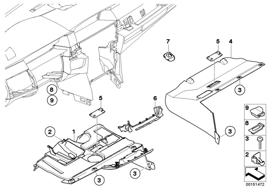 Diagram Mounting parts, I-panel, bottom for your BMW