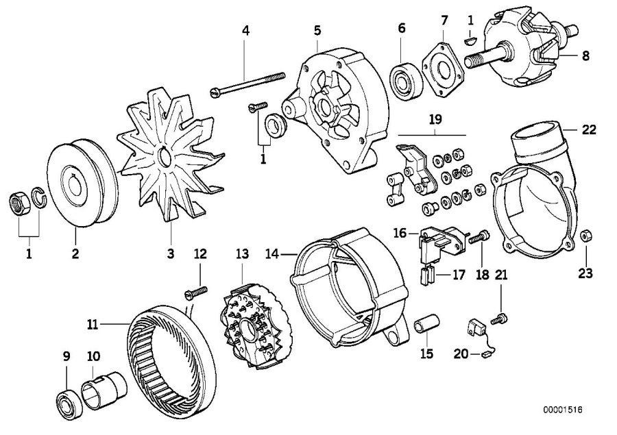 Diagram Alternator, individual parts 80A for your BMW