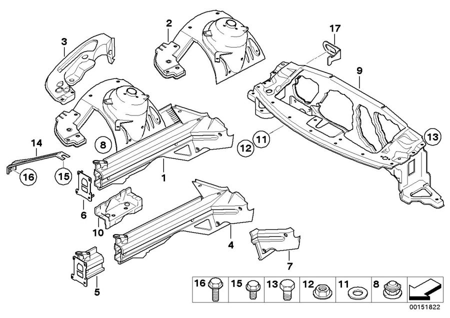 Diagram WHEELHOUSE/ENGINE support for your 2016 BMW M6   