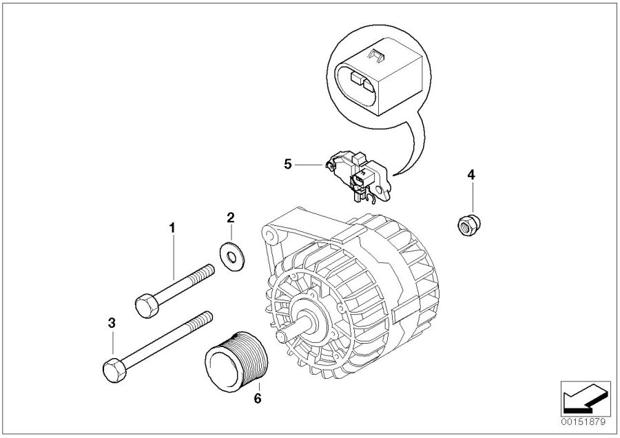 Diagram Alternator, individual parts for your BMW