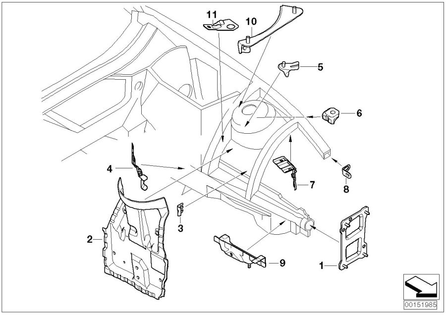 Diagram Front body bracket left for your BMW