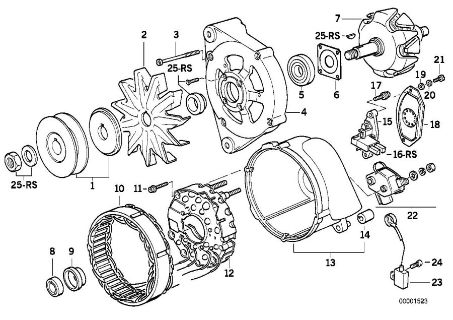 Diagram Alternator, individual parts 115A for your BMW